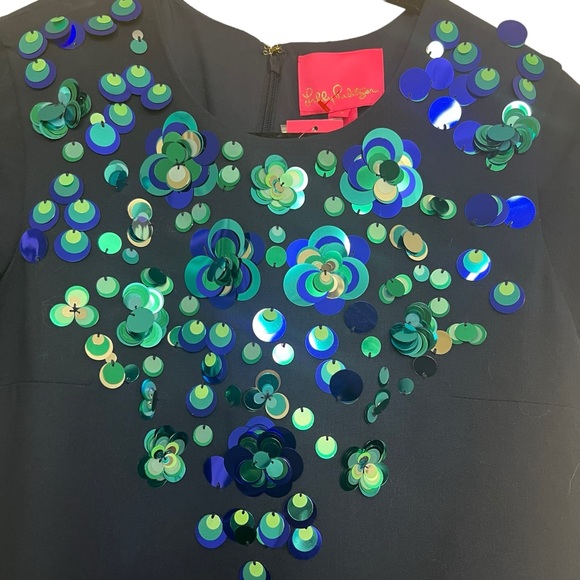 NWT LILY PULITZER “HAVYN DRESS” Navy blue with adornments. Size:4 - Picture 3 of 9